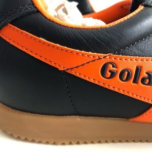 Gola NWOT Navy Blue Leather and Suede and Orange Stripe Athletic Shoe Size 9